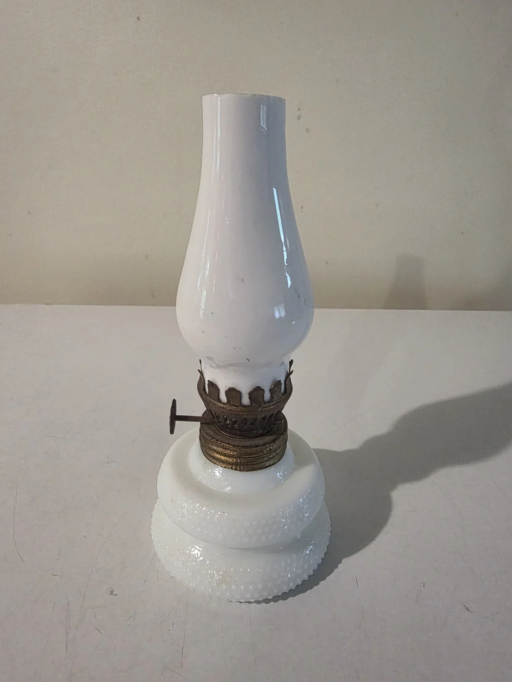 White Milk Glass Vintage-Style Oil Lamp